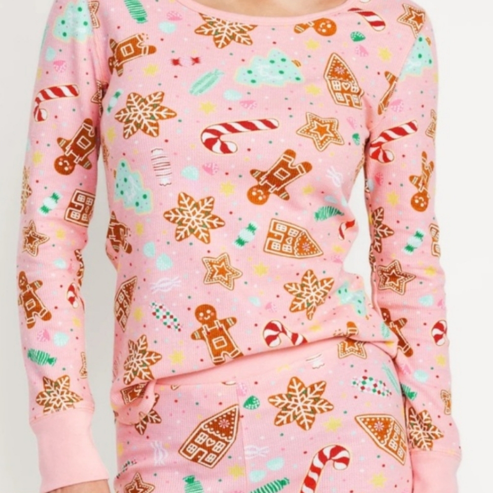 Waffle Knit Pajama Top - Candied Ginger - Small Petite